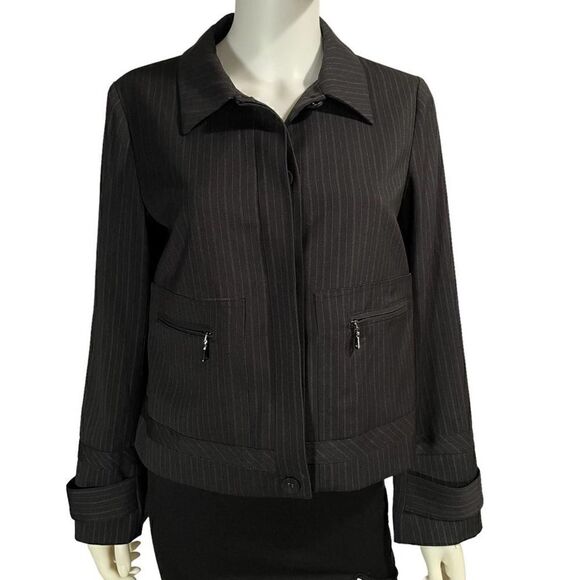 Laundry by Shelli Segal Pinstripe Jacket Black Womens - Picture 1 of 8